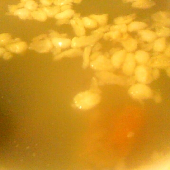 ミックスビーンズコーン天かす梅干し白米ご飯スープ